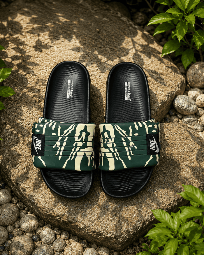 Green Nike AirCush Adjustable Slides – Soft 8mm Upper | Anti-Slip