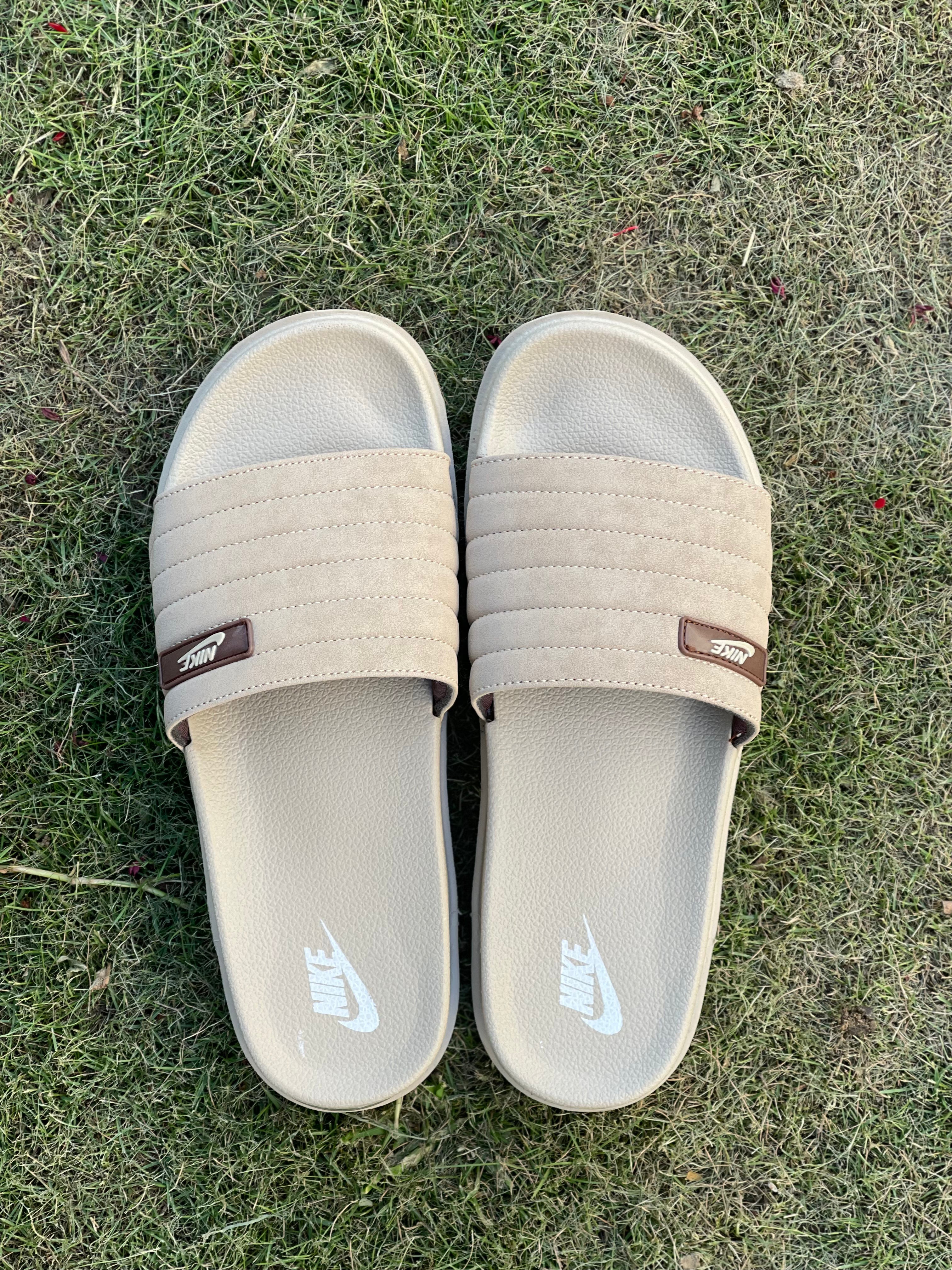 Beige 6mm Velvet Slides – Soft Cushioned | Anti-Slip