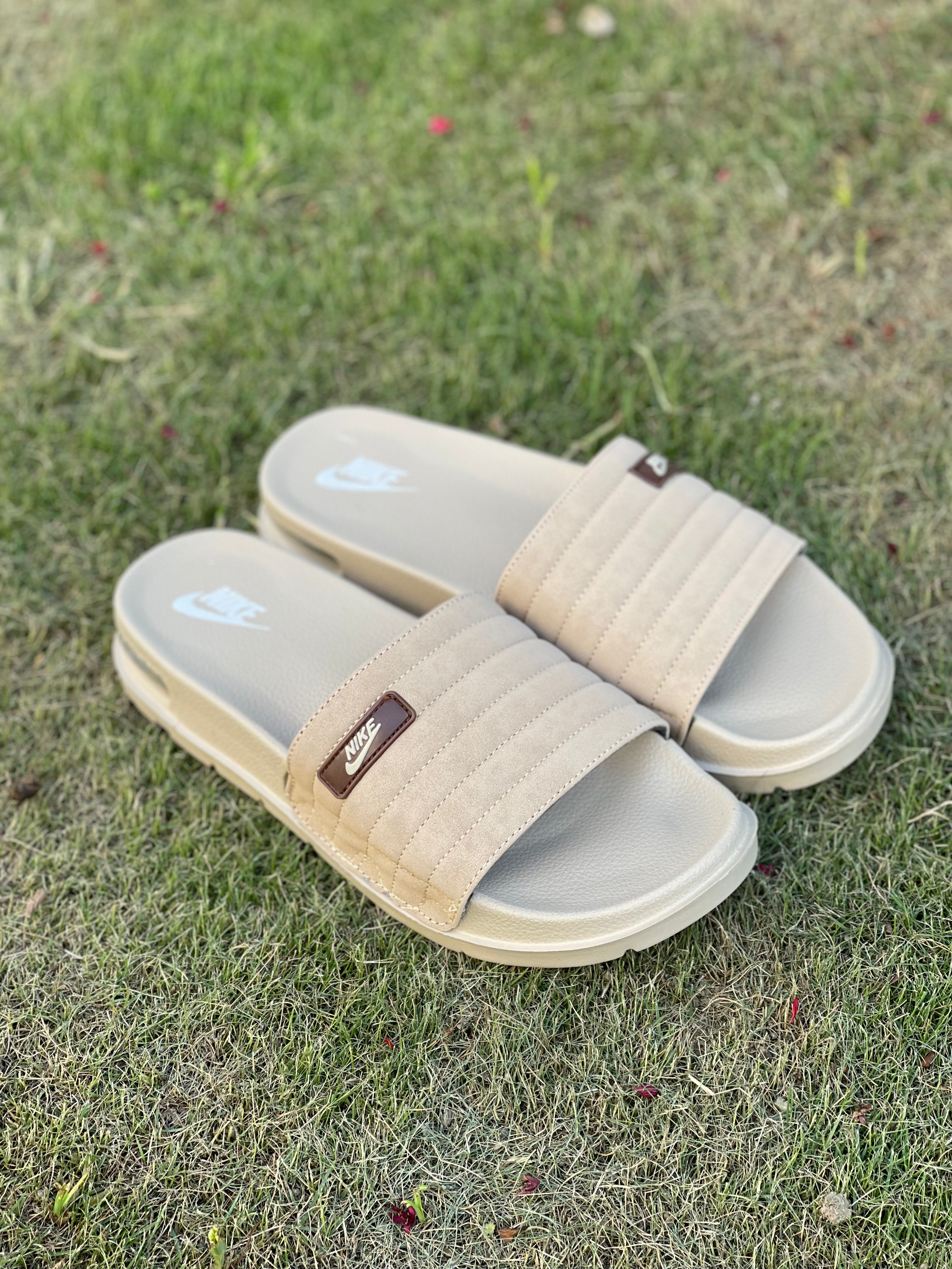 Beige 6mm Velvet Slides – Soft Cushioned | Anti-Slip