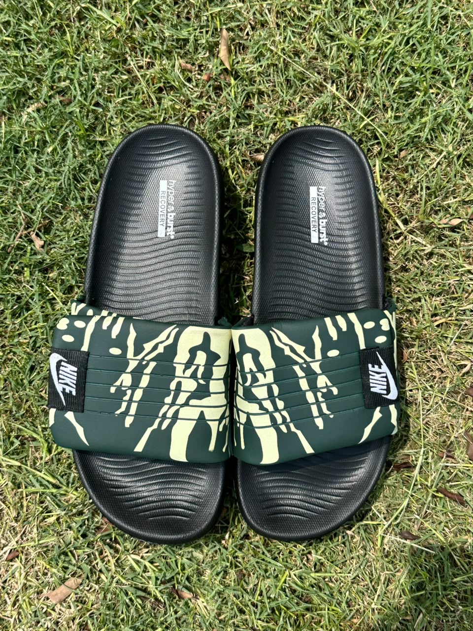 Green Nike AirCush Adjustable Slides – Soft 8mm Upper | Anti-Slip