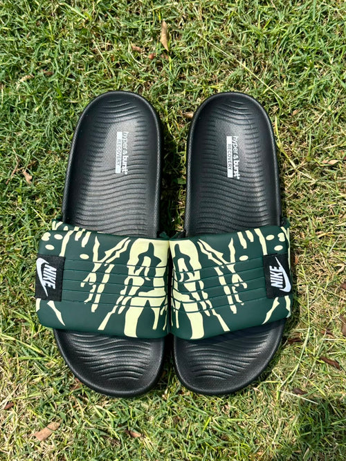 Green Nike AirCush Adjustable Slides – Soft 8mm Upper | Anti-Slip