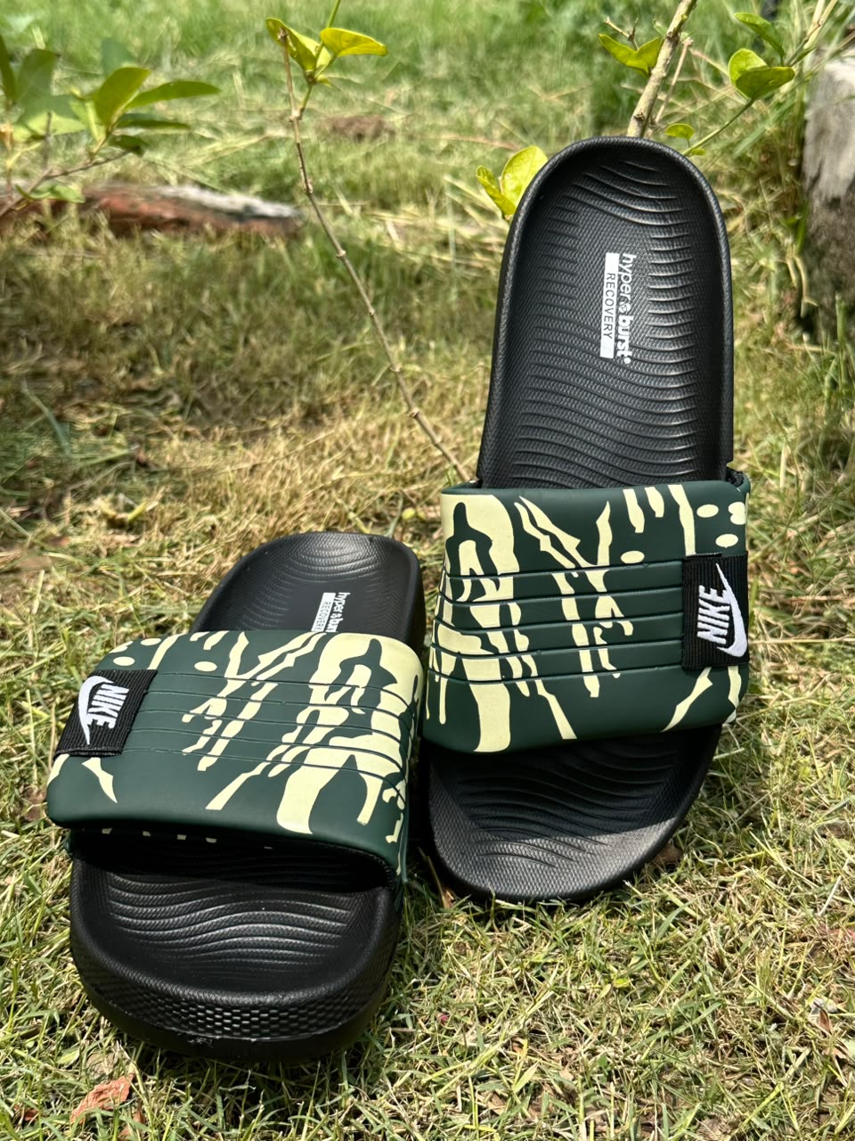 Green Nike AirCush Adjustable Slides – Soft 8mm Upper | Anti-Slip
