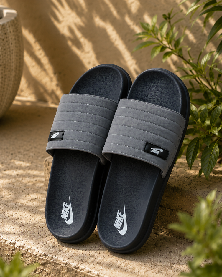 Charcoal 6mm Velvet Slides – Soft Cushioned | Anti-Slip