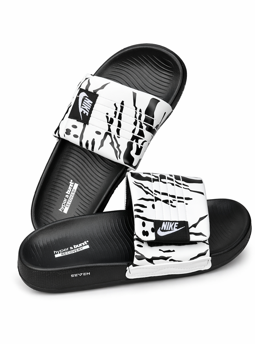Nike AirCush Adjustable Slides – Premium Super Soft Slippers | Anti-Slip | Green & White