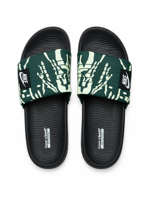 Nike AirCush Adjustable Slides – Premium Super Soft Slippers | Anti-Slip | Green & White