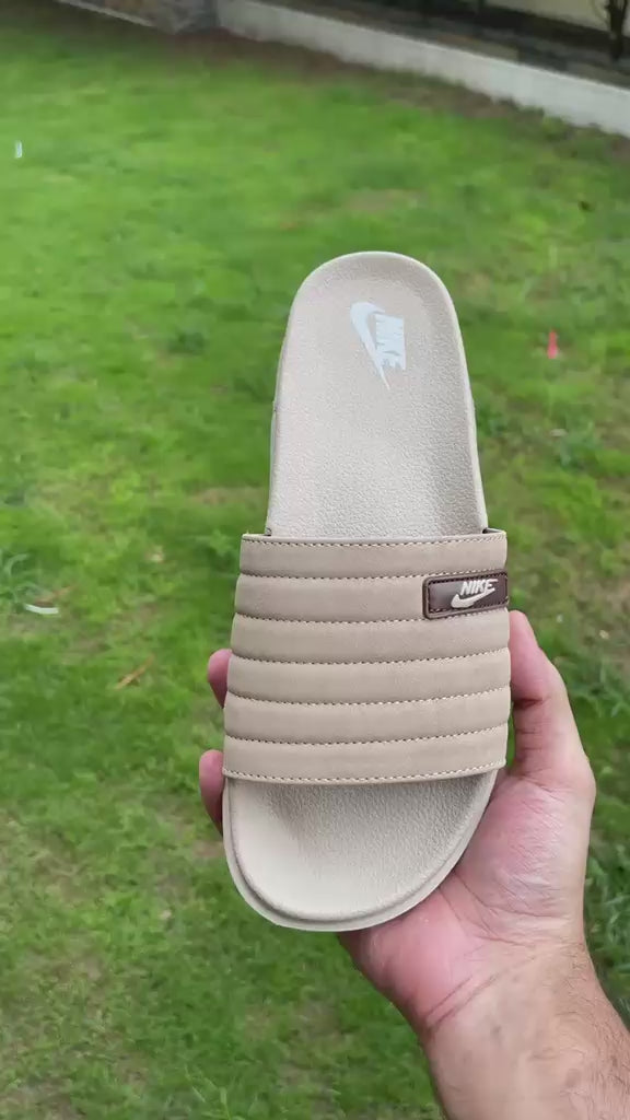 Beige 6mm Velvet Slides – Soft Cushioned | Anti-Slip